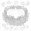 Pumpkin, aster fallen leaves on white design element stock vector illustration